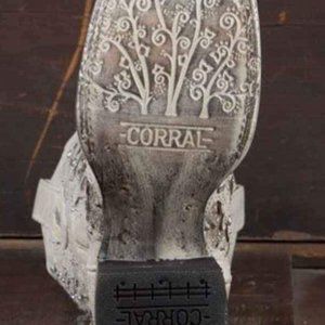 Womens Western Boots Size 7.5 Corral White Glitter Inlay and Crystals Square Toe